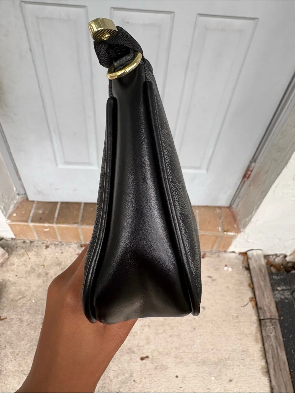 Coach Black Signature Canvas Shoulder Bag with Gold Chain Strap
